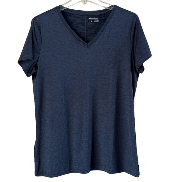 Eddie Bauer Women’s V-neck Active Fabric Short Sleeves Size Large Tall light - Picture 1 of 13